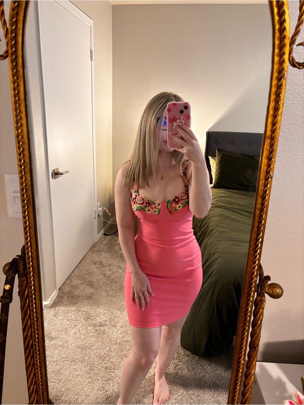 Selfie Leslie Floral Trim Bodycon Dress